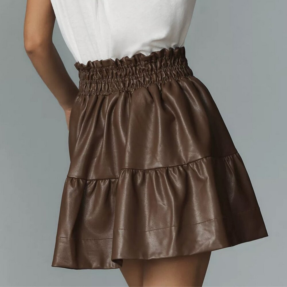 Anthropologie Somerset Faux Leather Mini Skirt  $120 NWT - Picture 3 of 4